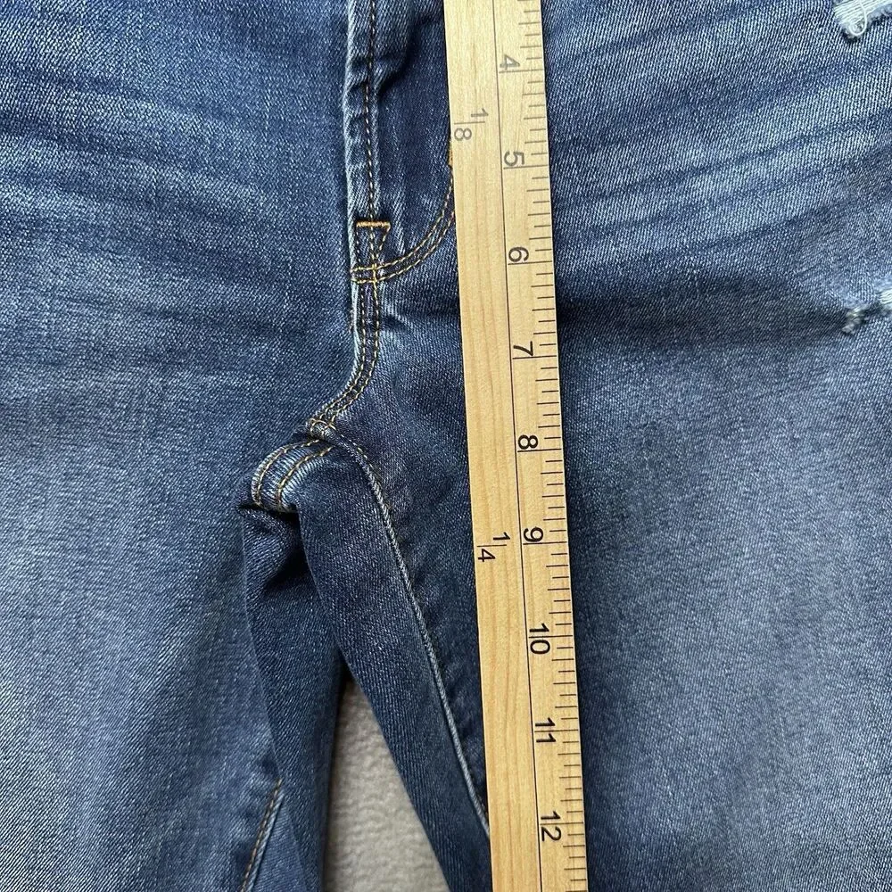Old Navy Womens 4 Petite Pop Icon Skinny Jeans Blue Mid Rise Distressed Denim